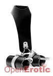 Leather Black and White Neck-Wrist Restraint with Velcro (Bad Romance Toys)