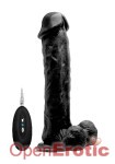 Vibrating Realistic Cock - 11 Zoll - with Scrotum - Black (RealRock)