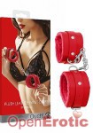 Plush Leather Wrist Cuffs - Red (Shots Toys - Ouch!)