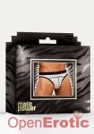 Lo Rise Panel Thong Black-White Stripe - Extra Large (Male Power - Batter Up)