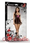 Chemise and G-String Set Black- L/XL (Magic Silk - Sequin Lace)