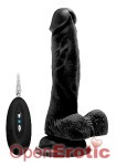 Vibrating Realistic Cock - 7 Zoll - Black (RealRock)