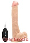 Vibrating Realistic Cock - 10 Zoll - with Remote Control - Black (RealRock)