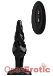 Buttplug - Rubber Vibrating - 5 Inch - Model 5 - Black (Bottom Line)