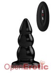 Buttplug - Rubber Vibrating - 5 Inch - Model 6 - Black (Bottom Line)