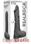 Realistic Vibrating Dildo with Balls - 10 Inch - Black (RealRock)