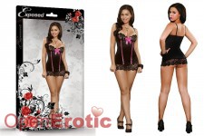 Chemise and G-String Set Black- L/XL 