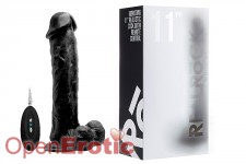 Vibrating Realistic Cock - 11 Zoll - with Scrotum - Black 