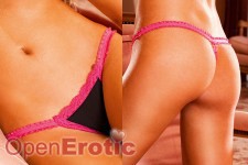 Schwarzer G-String mit Spitze - L 