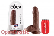 8 Inch Cock - with Balls - Brown 