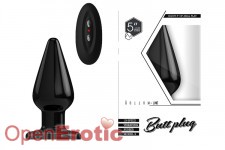 Buttplug - Rubber Vibrating - 5 Inch - Model 2 - Black 