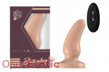 Buttplug - Rubber Vibrating - 5 Inch - Model 7 - Flesh 