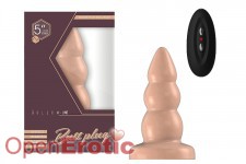 Buttplug - Rubber Vibrating - 5 Inch - Model 6 - Flesh 