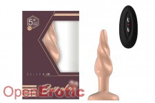 Buttplug - Rubber Vibrating - 5 Inch - Model 5 - Flesh 
