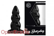 Buttplug - Rubber - 6 Inch - Model 6 - Black 