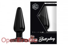 Buttplug - Rubber - 6 Inch - Model 1 - Black 