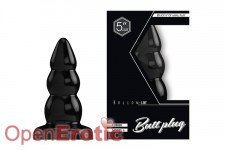 Buttplug - Rubber - 5 Inch - Model 6 - Black 