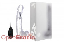 Vibrating Realistic Cock with Scrotum - 10 Inch - with Remote Control - Transparent 