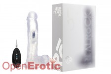 Vibrating Realistic Cock - 9 Inch - with Scrotum - Transparent 