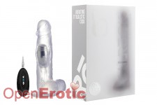 Vibrating Realistic Cock - 8 Inch - with Scrotum - Transparent 