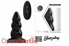 Buttplug - Rubber Vibrating - 5 Inch - Model 6 - Black 