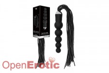 Black Whip with Curved Silicone Dildo - Black 