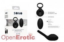 No. 75 - Rechargeable Remote Controlled Vibrating Cock Ring - Black 