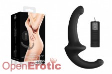 Vibrating Silicone Strapless Strapon - Black 